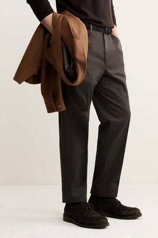 Pantalon regular fit coton pinces - Marron