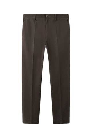 Pantalon regular fit coton pinces - Marron