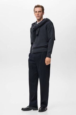 Pull-over polo maille laine mélangée - Bleu
