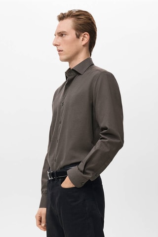 Chemise à rayures 100% coton coupe régulière - Marron