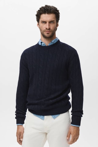 Pull 100 % coton tressé - Bleu