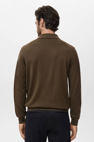 Pull polo 100 % laine mérinos - Vert