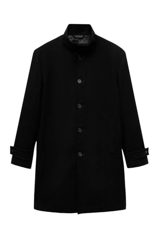 Manteau en laine à col cheminée - Noir