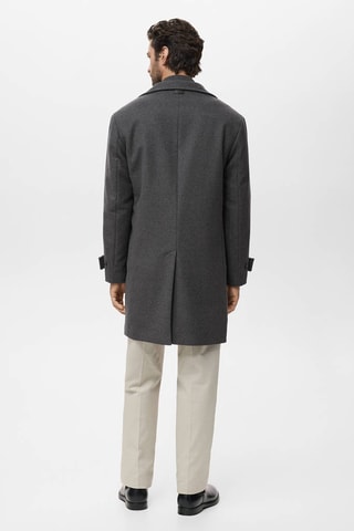 Manteau en laine à col cheminée - Gris