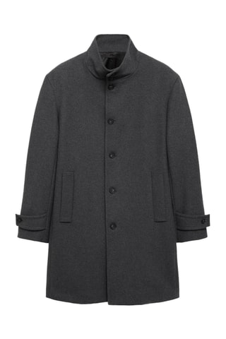 Manteau en laine à col cheminée - Gris