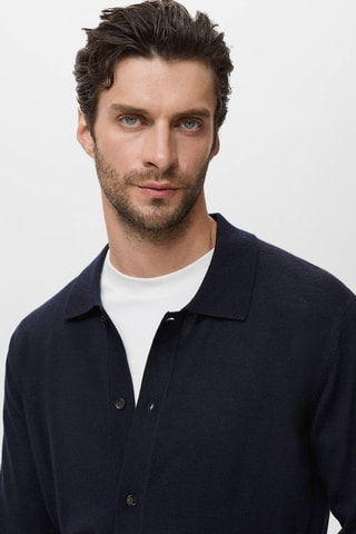 Cardigan 100% laine mérinos - Bleu