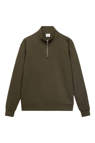 Sweat coton regular-fit à zip - Vert