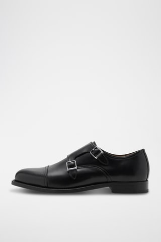 Chaussures cuir double boucle - Noir