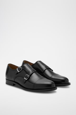 Chaussures cuir double boucle - Noir