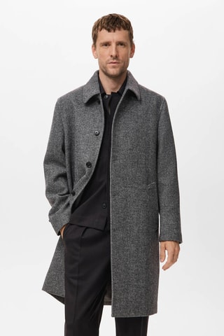 Manteau laine mélangée structure chevron - Gris