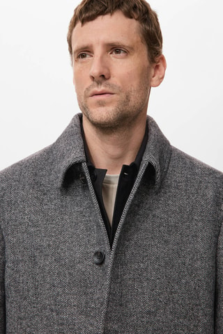 Manteau laine mélangée structure chevron - Gris