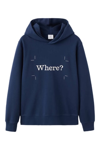 Sweat à capuche en coton 100% imprimé - Bleu