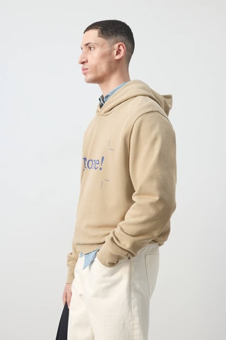 Sweat à capuche en coton 100% imprimé - Beige