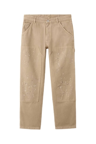 Jean effet éclaboussé coupe regular - Beige