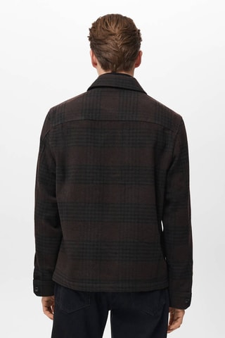 Surchemise laine mélangée carreaux - Marron