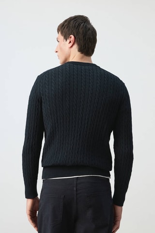 Pull 100% coton maille torsadée - Bleu