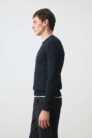 Pull 100% coton maille torsadée - Bleu