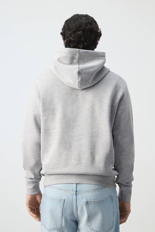 Sweat-shirt capuche coton texte - Gris