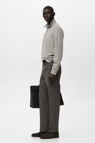 Sweat-shirt regular-fit col zippé - Marron