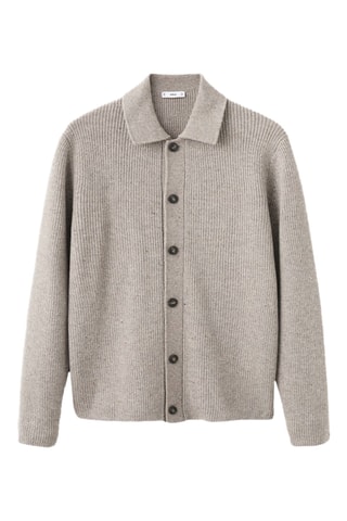 Cardigan maille côtelée - Marron