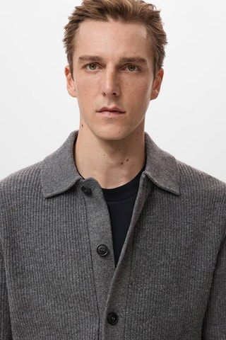 Cardigan maille côtelée - Gris