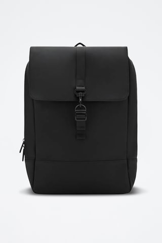 Sac à dos enduit avec fermeture à rabat - Noir