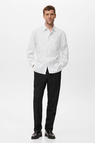 Chemise 100% coton rayures relaxed-fit - Blanc
