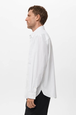 Chemise 100% coton rayures relaxed-fit - Blanc