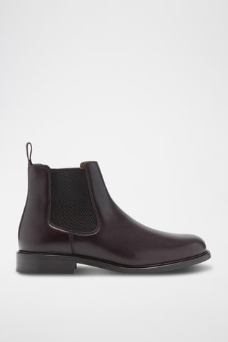 Bottines chelsea cuir effet patiné - Marron