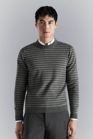 Pull confort rayures extensibles - Gris