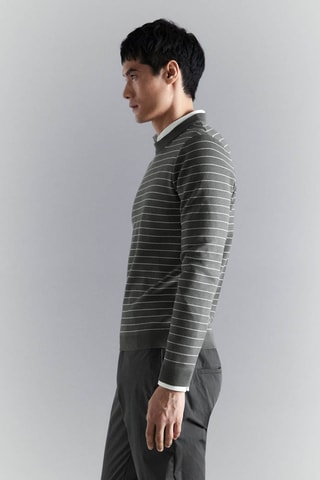 Pull confort rayures extensibles - Gris