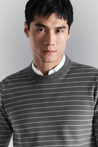 Pull confort rayures extensibles - Gris