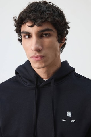 Sweat-shirt capuche graphique - Bleu