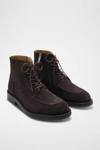 Bottines cuir lacets - Marron