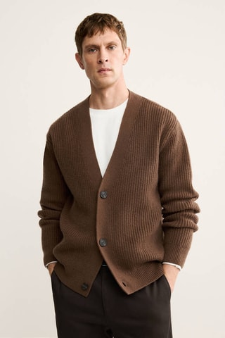 Cardigan 100% laine boutons - Camel