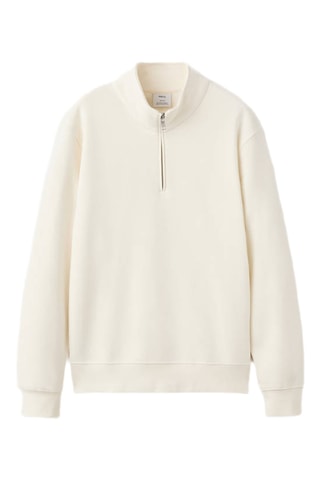 Sweat avec col zippé intérieur soft-touch - Blanc
