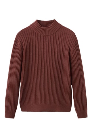 Pull-over maille côtelée laine mélangée - Bordeaux