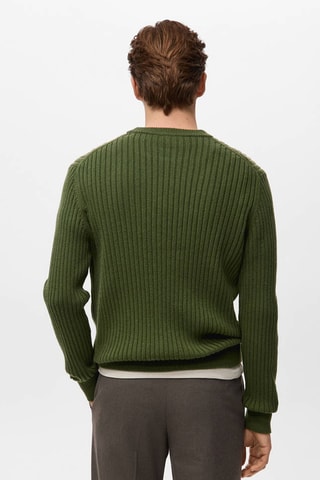 Pull-over maille côtelée laine mélangée - Vert