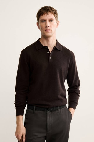Pull-over polo 100% cachemire - Marron