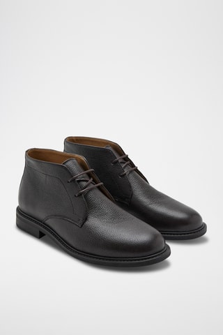 Bottines cuir lacets - Marron