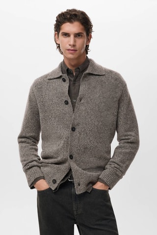 Cardigan maille laine mélangée - Marron
