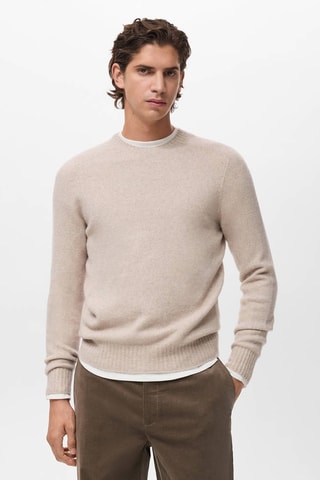 Pull-over maille laine mélangée - Beige