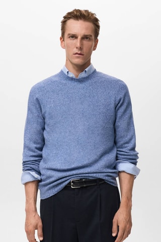 Pull-over maille laine mélangée - Bleu