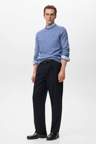 Pull-over maille laine mélangée - Bleu