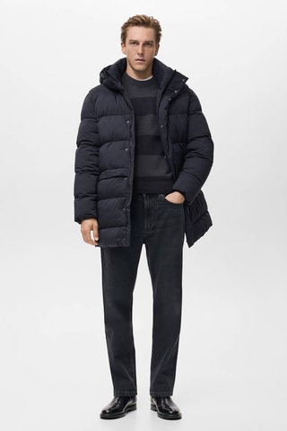 Anorak matelassé capuche résistant à l'eau - Bleu