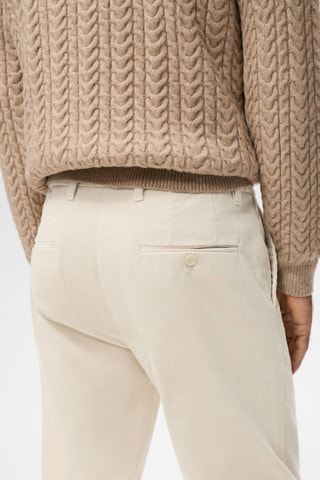 Pantalon velours côtelé slim-fit - Écru