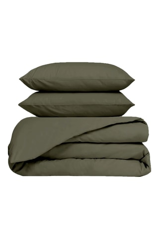 Parure de couette en percale de coton Venezia - Kaki