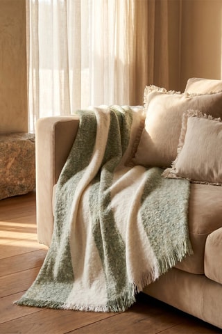 Plaid en laine Megeve - Vert et beige - 130 x 200 cm