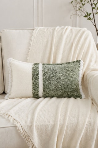 Housse de coussin en laine Megeve - Vert et blanc - 40 x 60 cm
