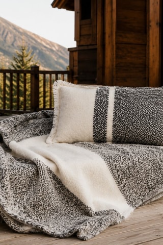 Housse de coussin en laine Megeve - Noir - 40 x 60 cm